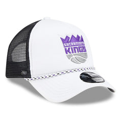 White/Black Sacramento Kings Court Sport Foam A-Frame 9FORTY Adjustable Trucker Hat | NBA