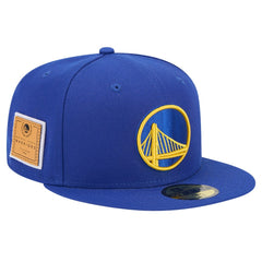 Royal Golden State Warriors Court Sport Leather Applique 59FIFTY Fitted Hat sale | NBA