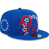 Royal Philadelphia 76ers Game Day Hollow Logo Mashup 59FIFTY Fitted Hat | NBA