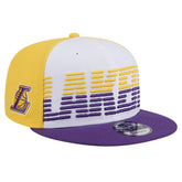 White/Purple Los Angeles Lakers Throwback Gradient Tech Font 9FIFTY Snapback Hat | NBA