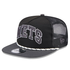 Black/Charcoal Brooklyn Nets Throwback Team Arch Golfer Snapback Hat | NBA