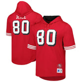 San Francisco 49ers Jerry Rice Retired Player Name & Number Mesh Hoodie T-Shirt | NFL Sale