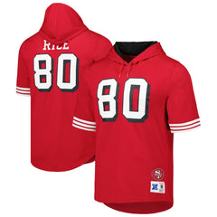 San Francisco 49ers Jerry Rice Retired Player Name & Number Mesh Hoodie T-Shirt | NFL Sale