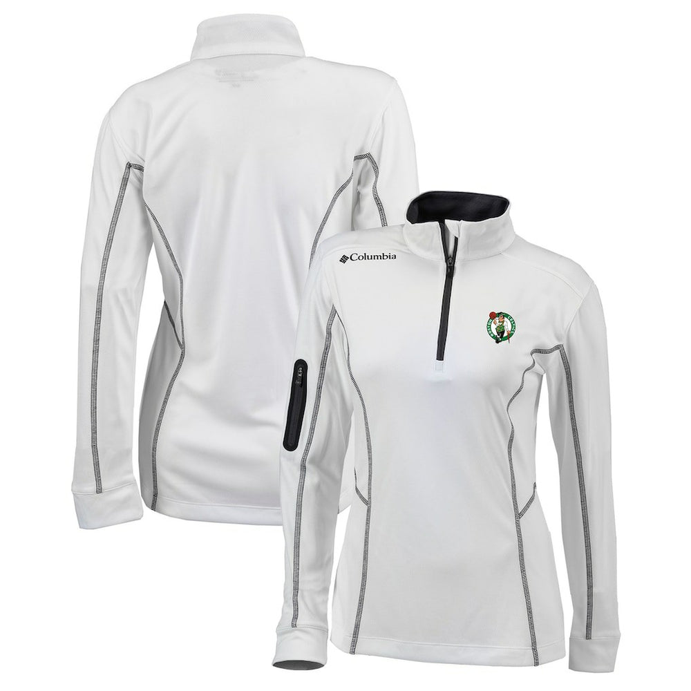 White Boston Celtics Women's Omni-Wick Shotgun Quarter-Zip Pullover Top | NBA