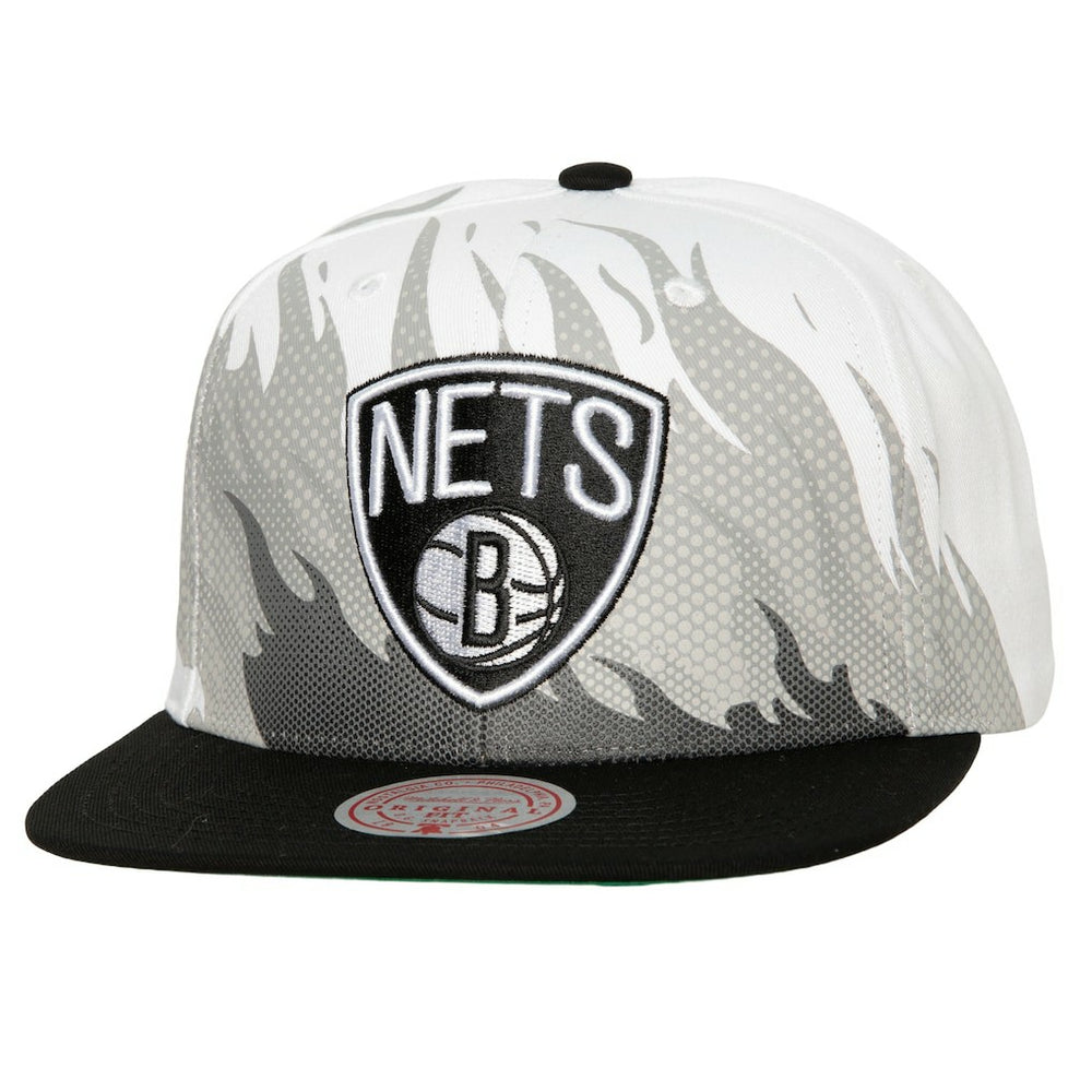 White Brooklyn Nets Hot Fire Snapback Hat | NBA