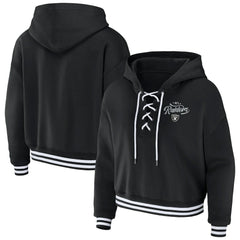 Las Vegas Raiders WEAR by Erin Andrews Women's Lace-Up Pullover Hoodie | NFL Online