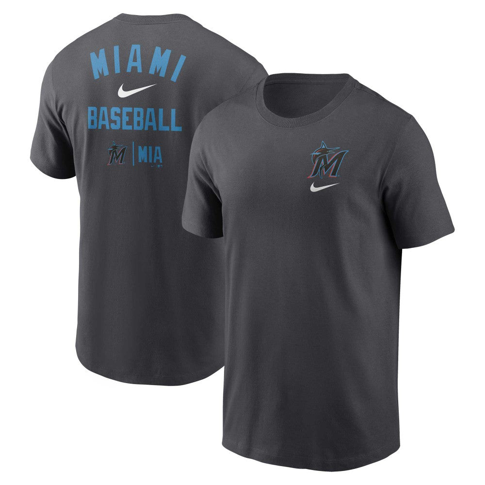 Miami Marlins Nike Logo Sketch Bar T-Shirt - MLB T-shirts