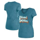Miami Dolphins Women's Enzyme Wash Low V-Neck T-Shirt | NFL Online