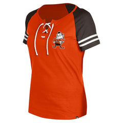 Cleveland Browns Women's Throwback Lace-Up Raglan T-Shirt | NFL Hot