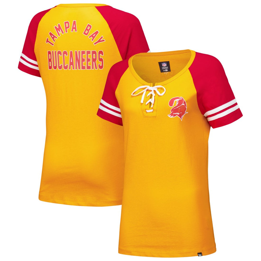 Tampa Bay Buccaneers Women's Throwback Lace-Up Raglan T-Shirt | NFL Online