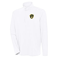 Milwaukee Brewers Antigua Hunk Quarter-Zip Pullover Top - MLB Pullover