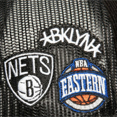 Black Brooklyn Nets Times Up Classic Script Cord Trucker Hat | NBA