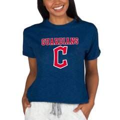Cleveland Guardians Concepts Sport Women's Tri-Blend Mainstream Terry Short Sleeve Sweatshirt Top - MLB Sweatshirts