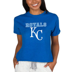 Kansas City Royals Concepts Sport Women's Tri-Blend Mainstream Terry Short Sleeve Sweatshirt Top - MLB Sweatshirts