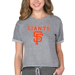 San Francisco Giants Concepts Sport Women's Tri-Blend Mainstream Terry Short Sleeve Sweatshirt Top - MLB Sweatshirts