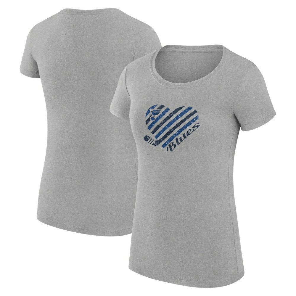 St. Louis Blues G-III 4Her by Carl Banks Women's Super-Slim Fit Lightweight Heart T-Shirt - NHL T-shirts