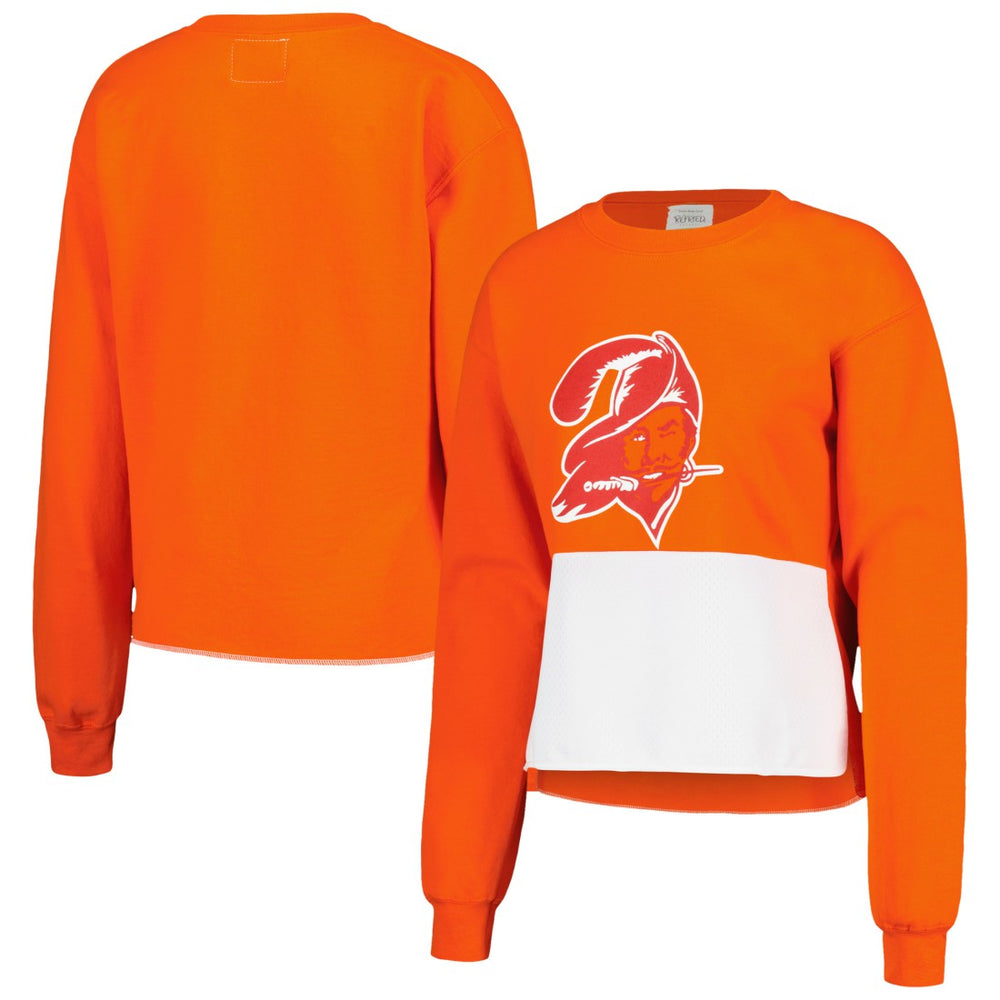 Tampa Bay Buccaneers Refried Apparel Women's Retro Cropped Tri-Blend Pullover Sweatshirt | NFL Online