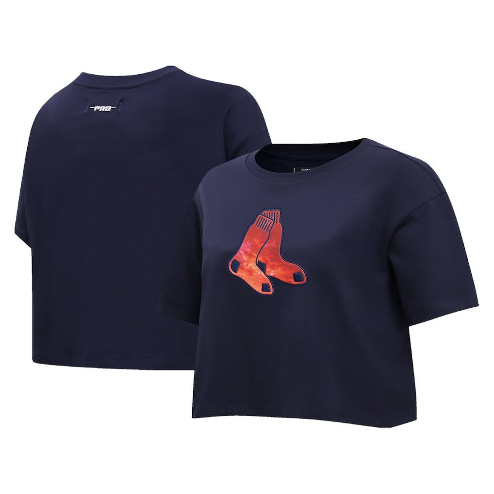 Boston Red Sox Pro Standard Women's Painted Sky Boxy Cropped T-Shirt - MLB T-shirts