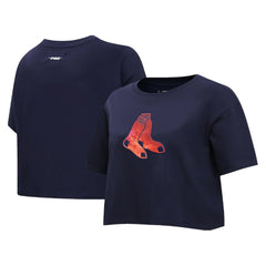 Boston Red Sox Pro Standard Women's Painted Sky Boxy Cropped T-Shirt - MLB T-shirts