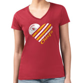 Kansas City Chiefs G-III 4Her by Carl Banks Women's Super-Slim Fit Lightweight Heart Graphic V-Neck T-Shirt | NFL Discount