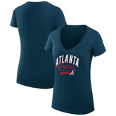 Atlanta Braves G-III 4Her by Carl Banks Women's Super-Slim Fit Lightweight Filigree Team V-Neck T-Shirt - MLB T-shirts