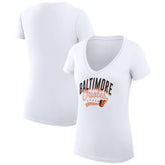Baltimore Orioles G-III 4Her by Carl Banks Women's Super-Slim Fit Lightweight Filigree Team V-Neck T-Shirt - MLB T-shirts