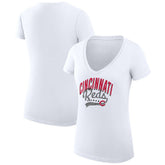 Cincinnati Reds G-III 4Her by Carl Banks Women's Super-Slim Fit Lightweight Filigree Team V-Neck T-Shirt - MLB T-shirts