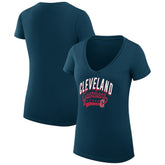 Cleveland Guardians G-III 4Her by Carl Banks Women's Super-Slim Fit Lightweight Filigree Team V-Neck T-Shirt - MLB T-shirts