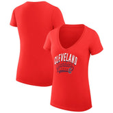 Cleveland Guardians G-III 4Her by Carl Banks Women's Super-Slim Fit Lightweight Filigree Team V-Neck T-Shirt - MLB T-shirts