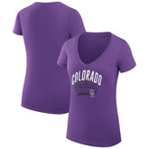Colorado Rockies G-III 4Her by Carl Banks Women's Super-Slim Fit Lightweight Filigree Team V-Neck T-Shirt - MLB T-shirts