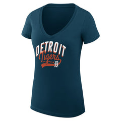 Detroit Tigers G-III 4Her by Carl Banks Women's Super-Slim Fit Lightweight Filigree Team V-Neck T-Shirt - MLB T-shirts