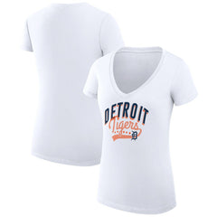 Detroit Tigers G-III 4Her by Carl Banks Women's Super-Slim Fit Lightweight Filigree Team V-Neck T-Shirt - MLB T-shirts