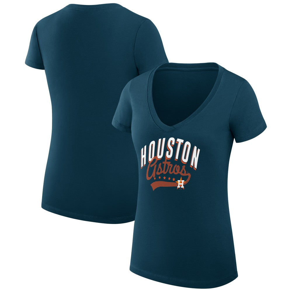 Houston Astros G-III 4Her by Carl Banks Women's Super-Slim Fit Lightweight Filigree Team V-Neck T-Shirt - MLB T-shirts