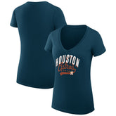 Houston Astros G-III 4Her by Carl Banks Women's Super-Slim Fit Lightweight Filigree Team V-Neck T-Shirt - MLB T-shirts