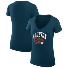Houston Astros G-III 4Her by Carl Banks Women's Super-Slim Fit Lightweight Filigree Team V-Neck T-Shirt - MLB T-shirts