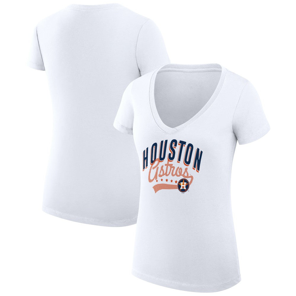 Houston Astros G-III 4Her by Carl Banks Women's Super-Slim Fit Lightweight Filigree Team V-Neck T-Shirt - MLB T-shirts