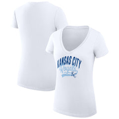 Kansas City Royals G-III 4Her by Carl Banks Women's Super-Slim Fit Lightweight Filigree Team V-Neck T-Shirt - MLB T-shirts