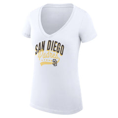 San Diego Padres G-III 4Her by Carl Banks Women's Super-Slim Fit Lightweight Filigree Team V-Neck T-Shirt - MLB T-shirts