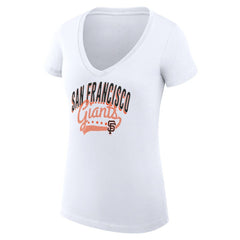 San Francisco Giants G-III 4Her by Carl Banks Women's Super-Slim Fit Lightweight Filigree Team V-Neck T-Shirt - MLB T-shirts