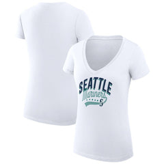 Seattle Mariners G-III 4Her by Carl Banks Women's Super-Slim Fit Lightweight Filigree Team V-Neck T-Shirt - MLB T-shirts