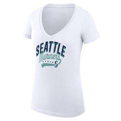 Seattle Mariners G-III 4Her by Carl Banks Women's Super-Slim Fit Lightweight Filigree Team V-Neck T-Shirt - MLB T-shirts