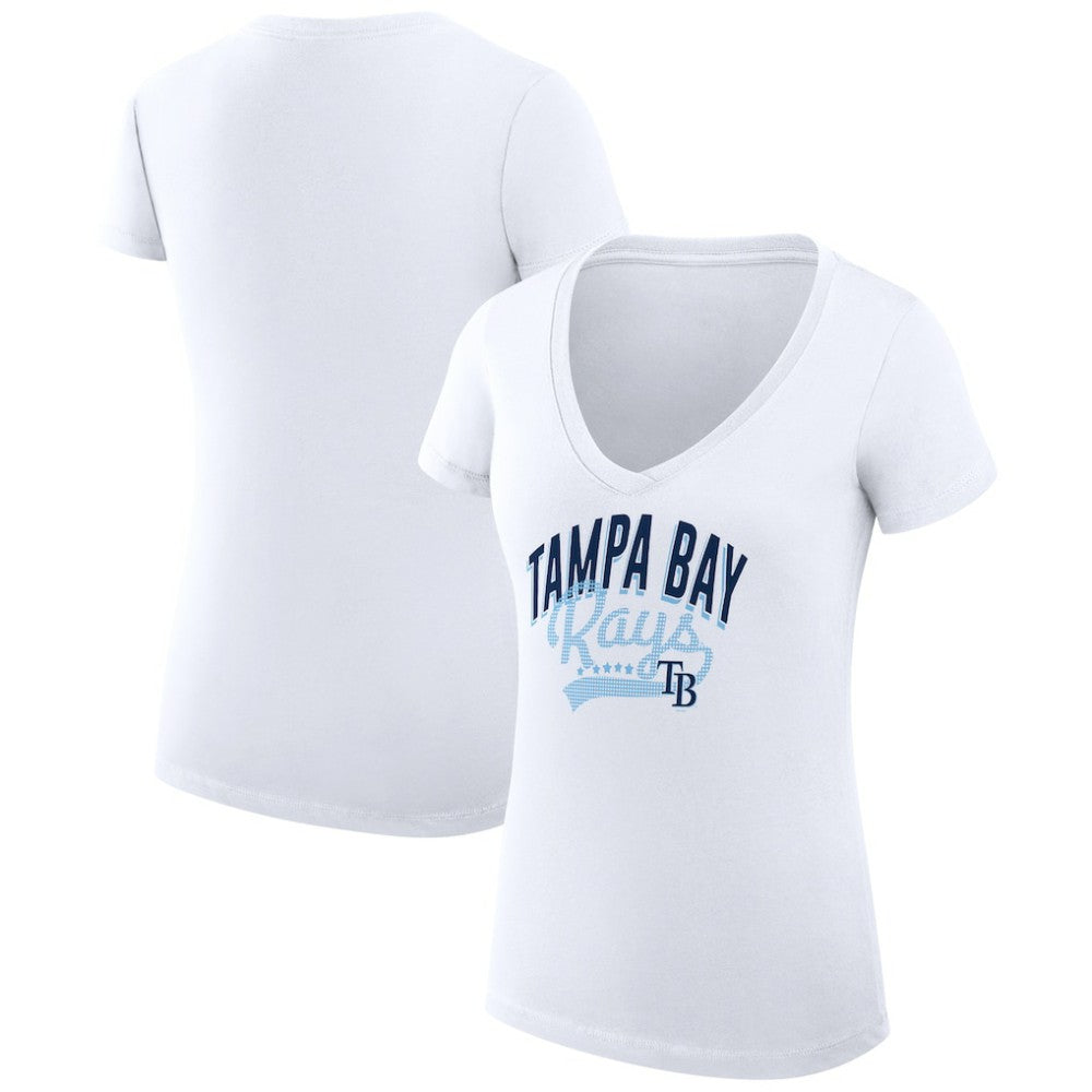 Tampa Bay Rays G-III 4Her by Carl Banks Women's Super-Slim Fit Lightweight Filigree Team V-Neck T-Shirt - MLB T-shirts