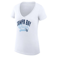 Tampa Bay Rays G-III 4Her by Carl Banks Women's Super-Slim Fit Lightweight Filigree Team V-Neck T-Shirt - MLB T-shirts
