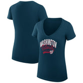 Washington Nationals G-III 4Her by Carl Banks Women's Super-Slim Fit Lightweight Filigree Team V-Neck T-Shirt - MLB T-shirts