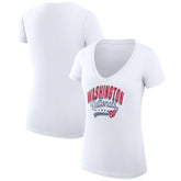 Washington Nationals G-III 4Her by Carl Banks Women's Super-Slim Fit Lightweight Filigree Team V-Neck T-Shirt - MLB T-shirts
