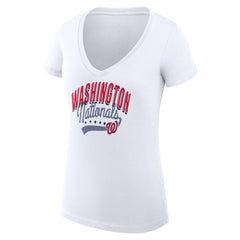 Washington Nationals G-III 4Her by Carl Banks Women's Super-Slim Fit Lightweight Filigree Team V-Neck T-Shirt - MLB T-shirts