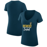 Milwaukee Brewers G-III 4Her by Carl Banks Women's Super-Slim Fit Lightweight Team Graphic V-Neck T-Shirt - MLB T-shirts