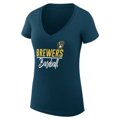 Milwaukee Brewers G-III 4Her by Carl Banks Women's Super-Slim Fit Lightweight Team Graphic V-Neck T-Shirt - MLB T-shirts
