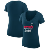 Minnesota Twins G-III 4Her by Carl Banks Women's Super-Slim Fit Lightweight Team Graphic V-Neck T-Shirt - MLB T-shirts