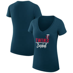 Minnesota Twins G-III 4Her by Carl Banks Women's Super-Slim Fit Lightweight Team Graphic V-Neck T-Shirt - MLB T-shirts